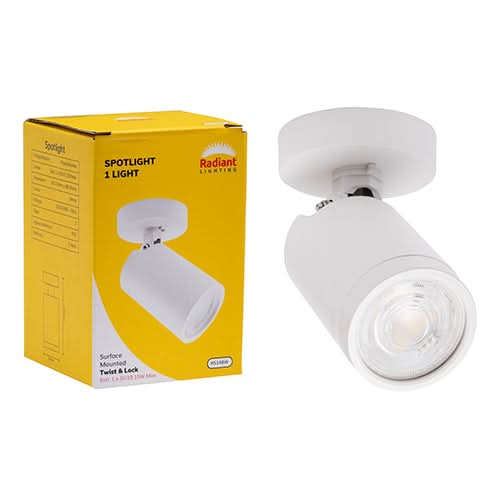 White Twist & Lock Ceiling Spotlight