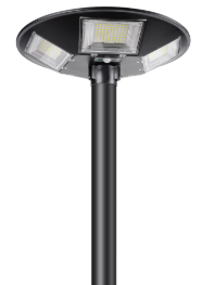 10W black LED solar post-top light with 20W panel, LiFePO4 battery and adjustable CCT