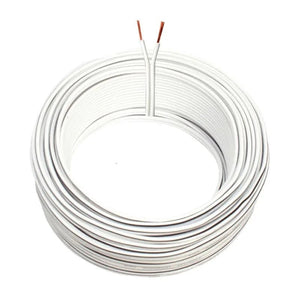 White 1.5mm² ripcord cable coil, 100m roll with exposed copper conductor ends