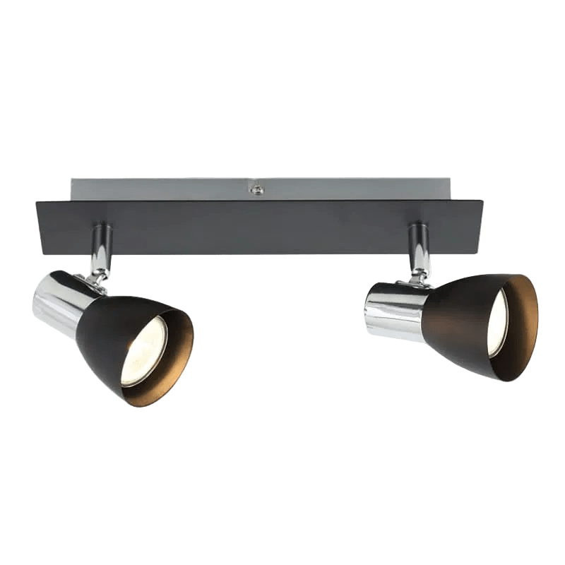 2 Light Chrome & Black Ceiling Spotlight