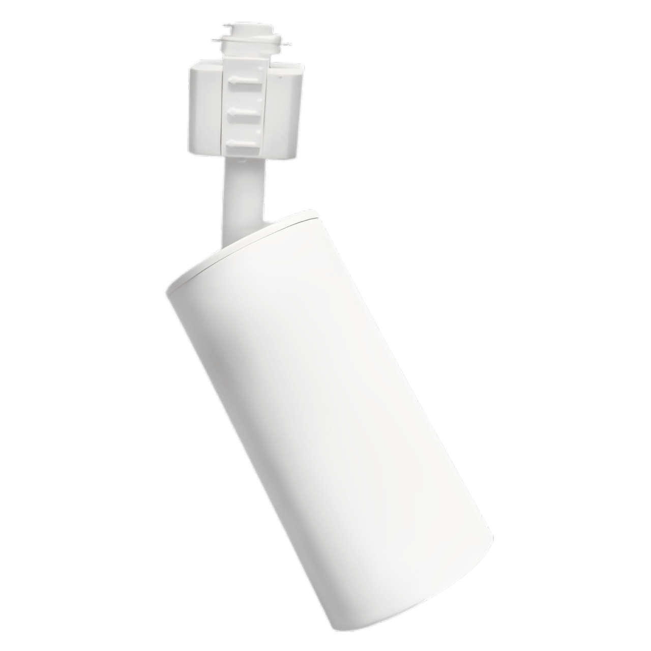 White track spotlight with adjustable head for focused indoor lighting.