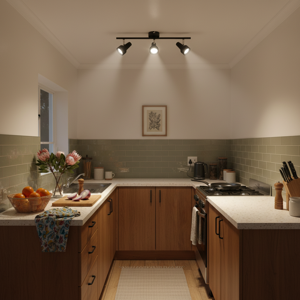 Mandini Matt Black 3 Light Ceiling Spotlight