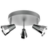 Chrome ceiling light fixture with three adjustable lights