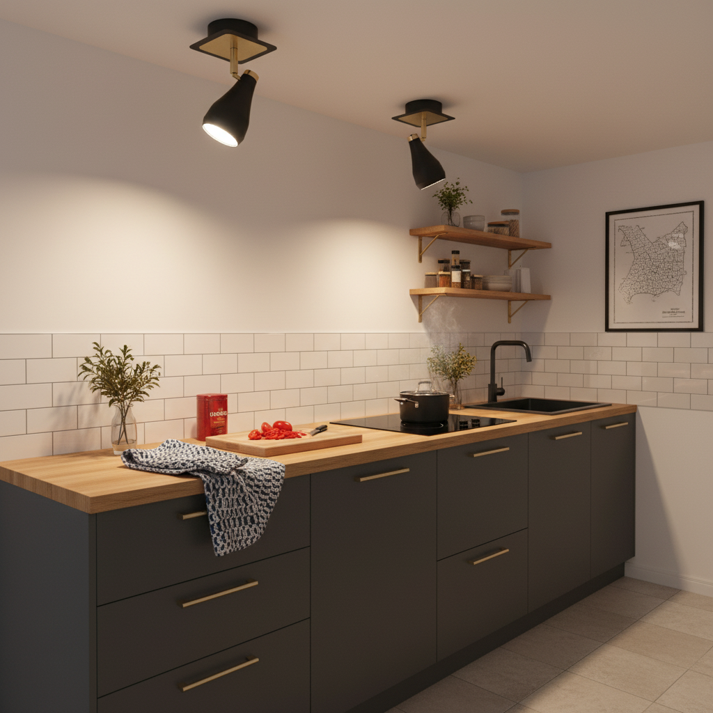 Berlin Brass & Black 1 Light Ceiling Spotlight