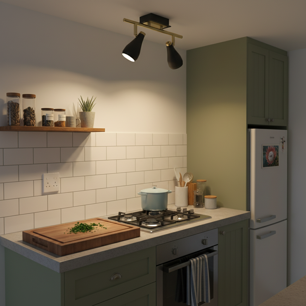 Berlin Brass & Black 2 Light Ceiling Spotlight