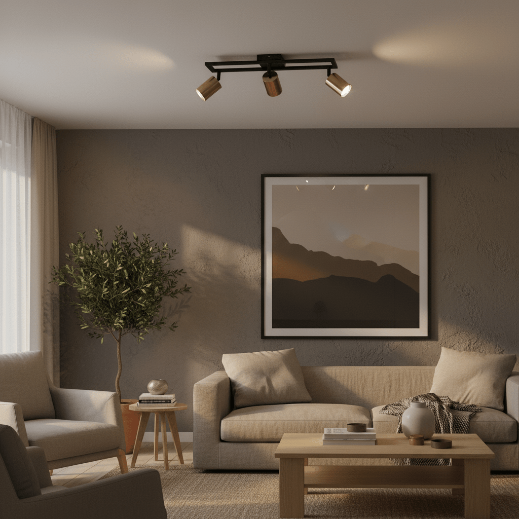 Sammi Black & Brass Spotlight - 3 Light