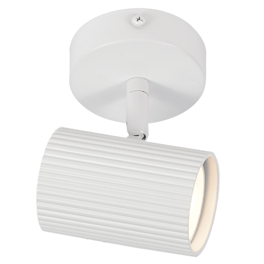 1 Light Ribbed Matt White Ceiling Spotlight