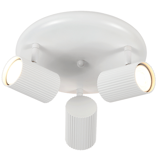3 Light Ribbed Matt White Ceiling Spotlight
