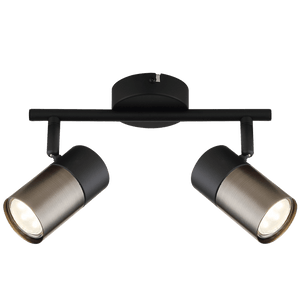 Black and silver ceiling light fixture on a white background