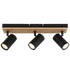 Modern ceiling light fixture with three black spotlights on a white background