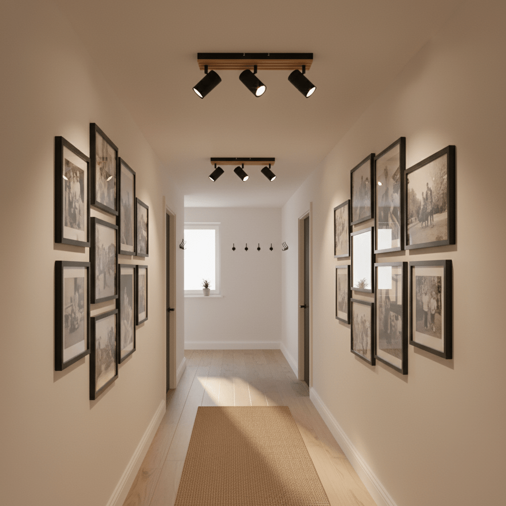 Black and Light Wood Spotlight Adjustable 3-Head