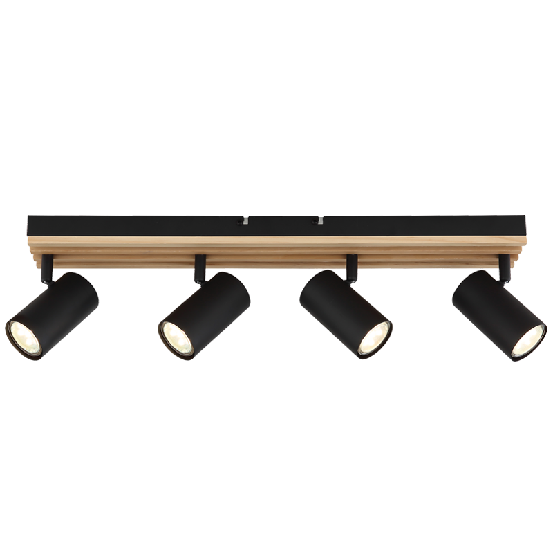 Black & Light Wood 4-Light GU10 Spotlight product image