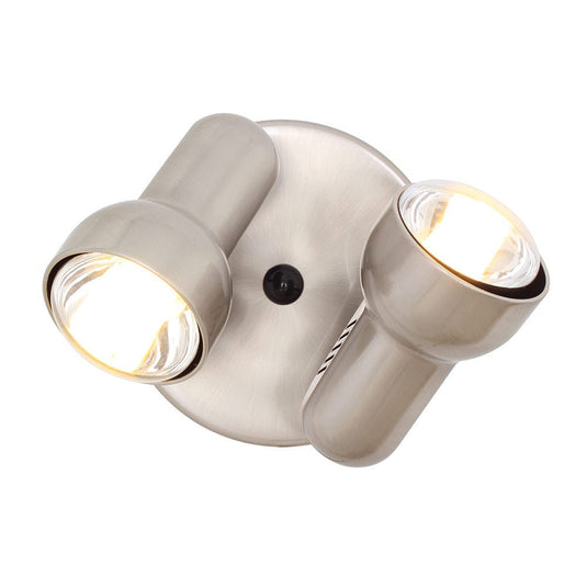 Double-headed light fixture on a white background