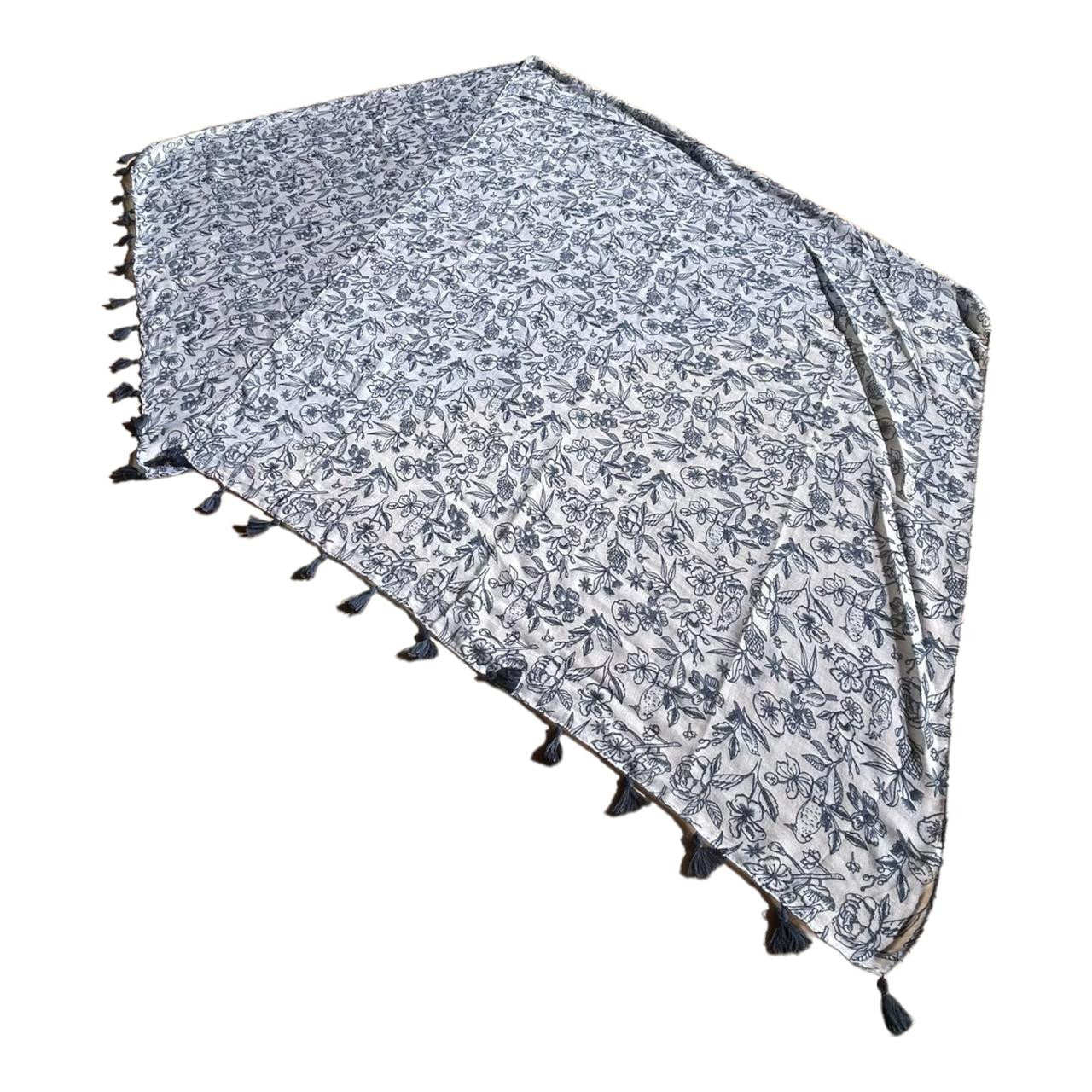 Blue Birds and Flowers Polyester Scarf