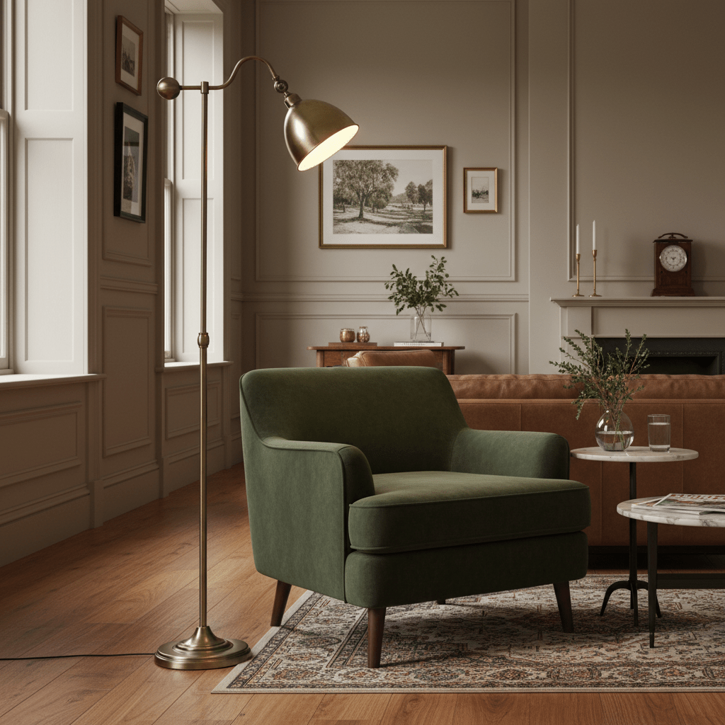 Kenton Antique Brass Floor Lamp