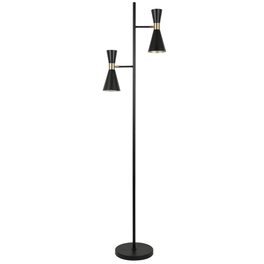 Carrington 2 Light Black & Gold Floor Lamp