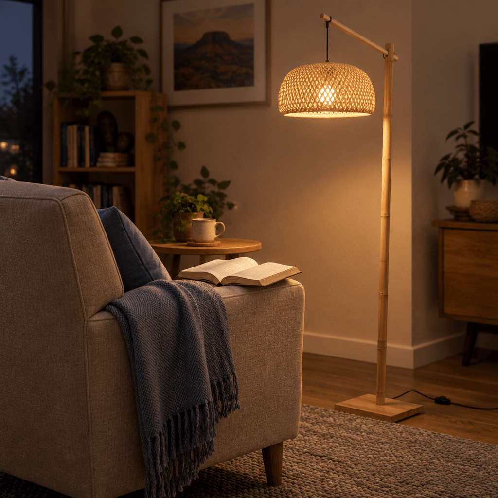 Comber Bamboo Rattan Floor Lamp