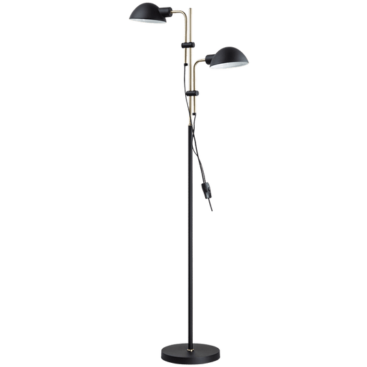 Keller Dual Head Black & Brass Floor Lamp