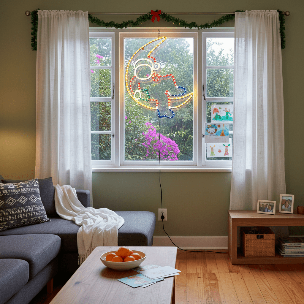 LED Christmas Lights - Santa Moon Motif