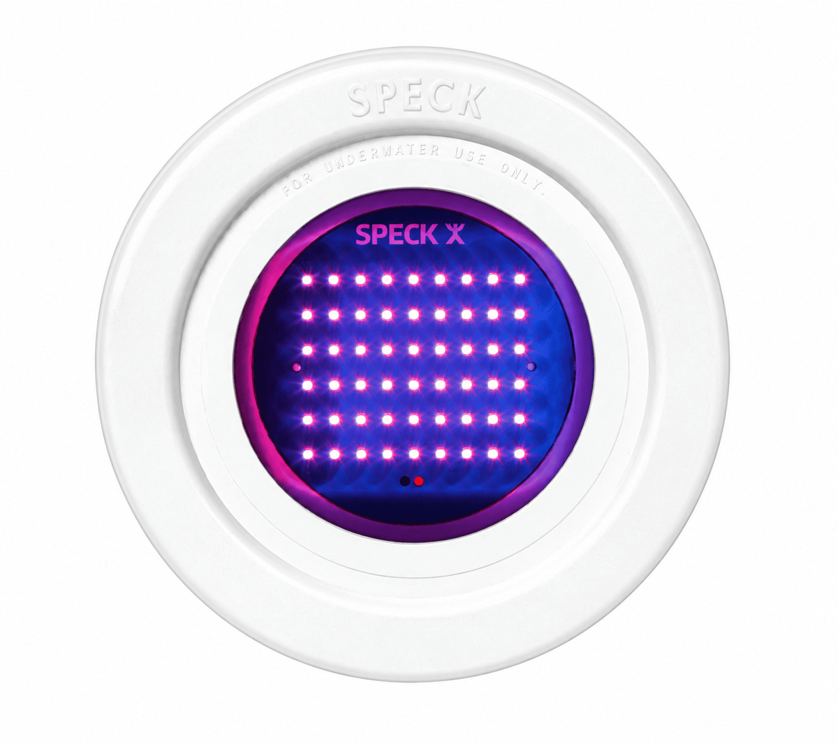 Round Specktralight Aqua RGB pool light on a white background