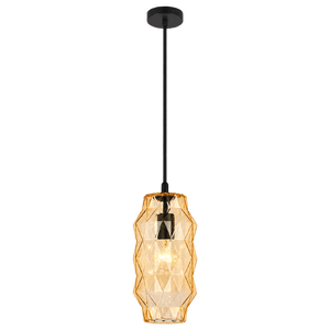 Amber crystal-cut pendant light — transparent background