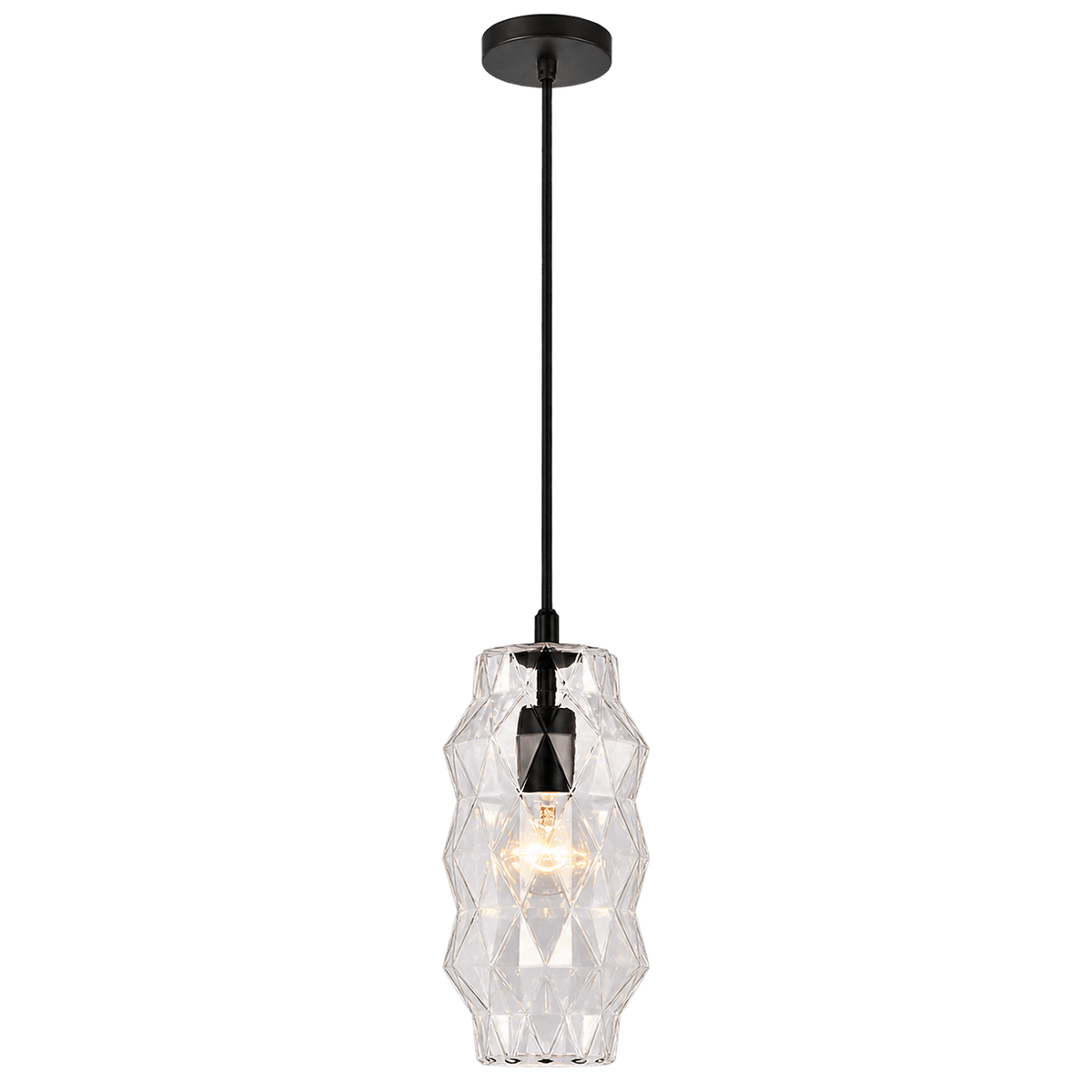 Clear crystal-cut pendant light — transparent background