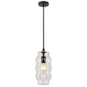 Clear crystal-cut pendant light — white background