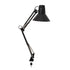 Black adjustable desk lamp on a white background