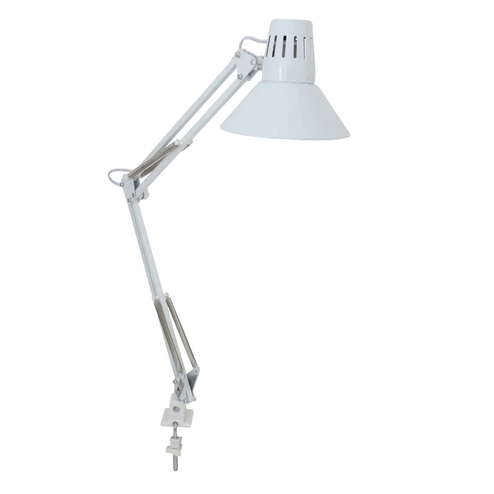 White Study Lamp with Clamp