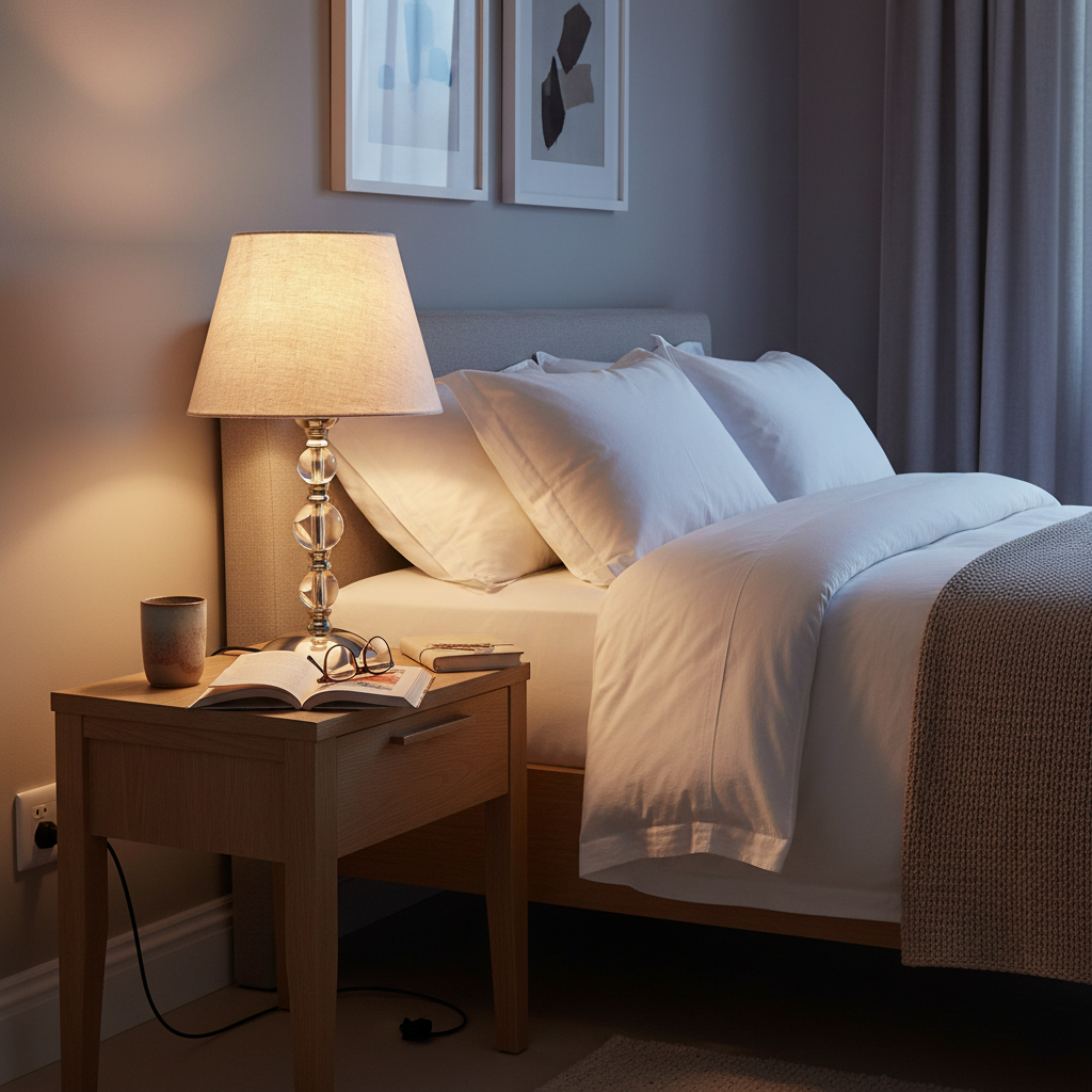 Myrna Satin Chrome Table Lamp with Hessian Shade