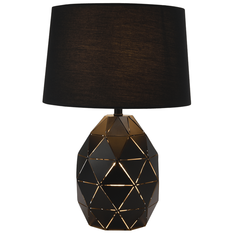 Black Geometric Table Lamp - Dual Light