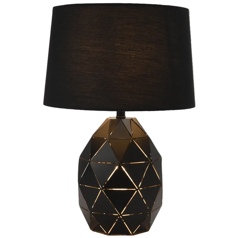Black Geometric Table Lamp - Dual Light