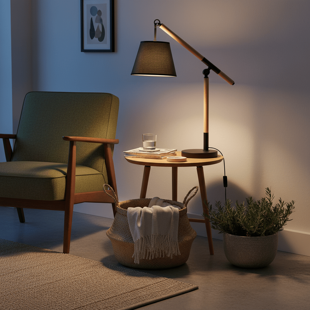 Black & Wood Table Lamp