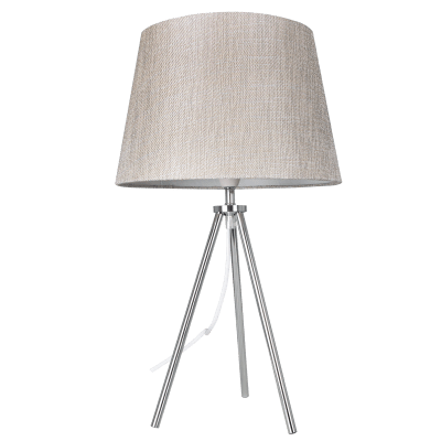 Polished Chrome Table Lamp with Champagne Fabric Shade