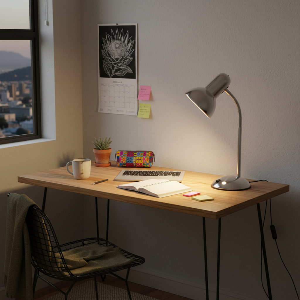 Satin Chrome Desk Lamp with Switch