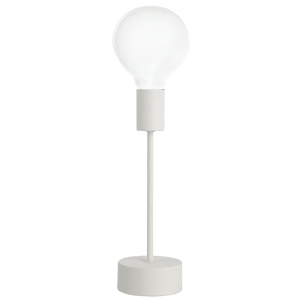 Bishop metal table lamp in sand white finish with a round base and E27 globe holder