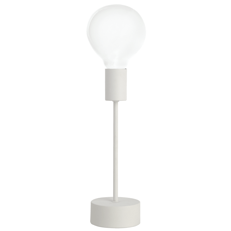 Bishop metal table lamp in sand white finish with a round base and E27 globe holder