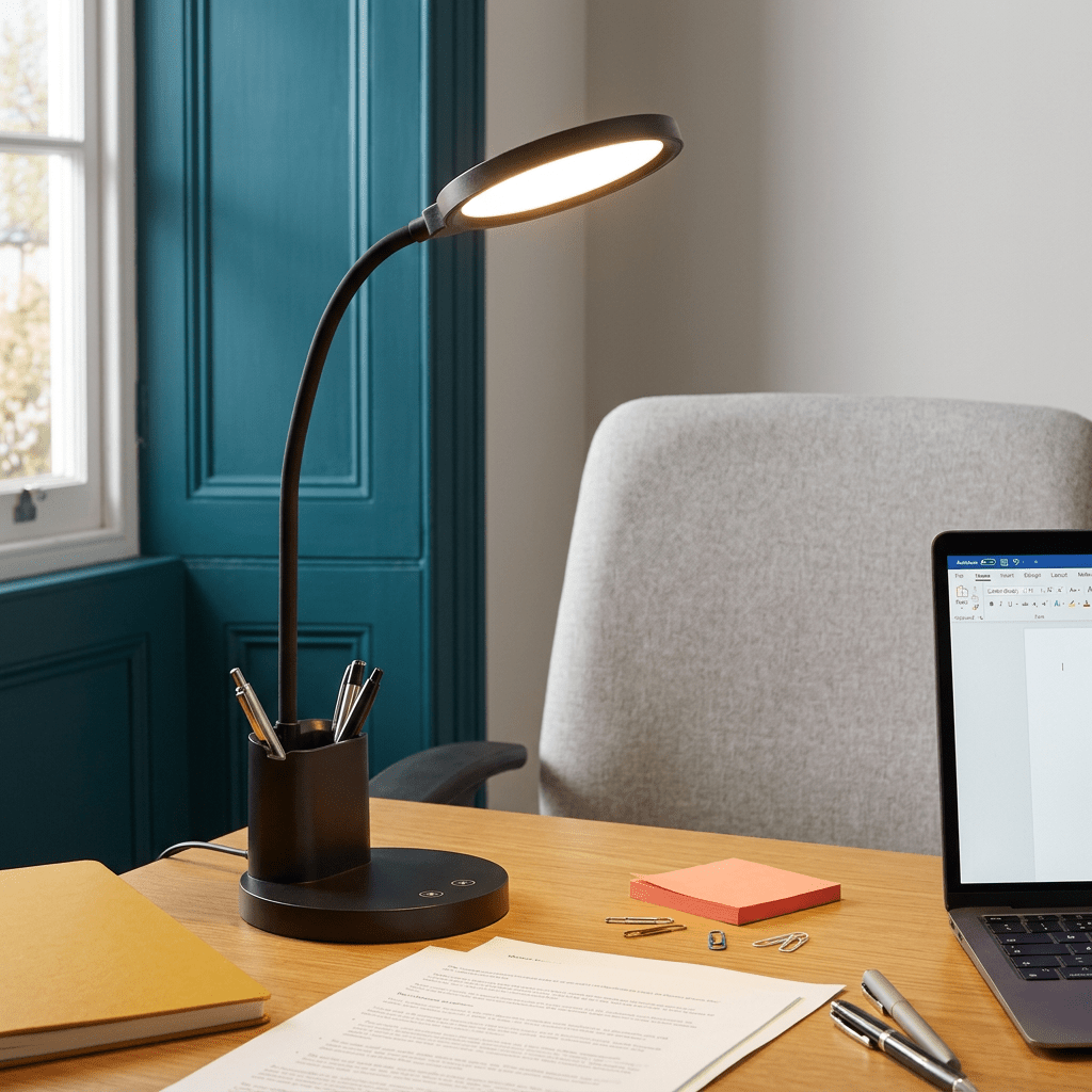 Black LED Table Lamp Dimmable Rechargeable IP20