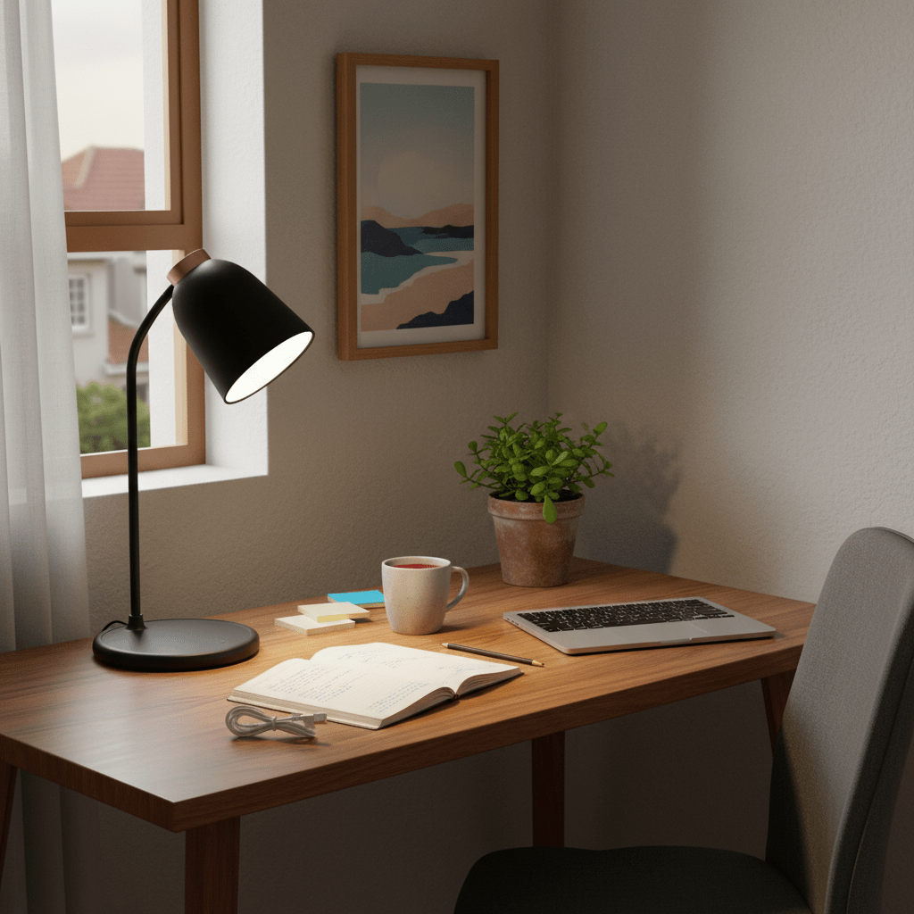 Black & Rose Gold Rechargeable CCT LED Desk Lamp