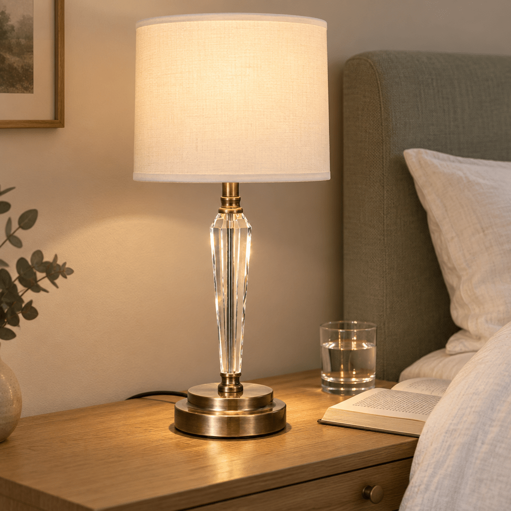 Crown Crystal Antique Brass Table Lamp