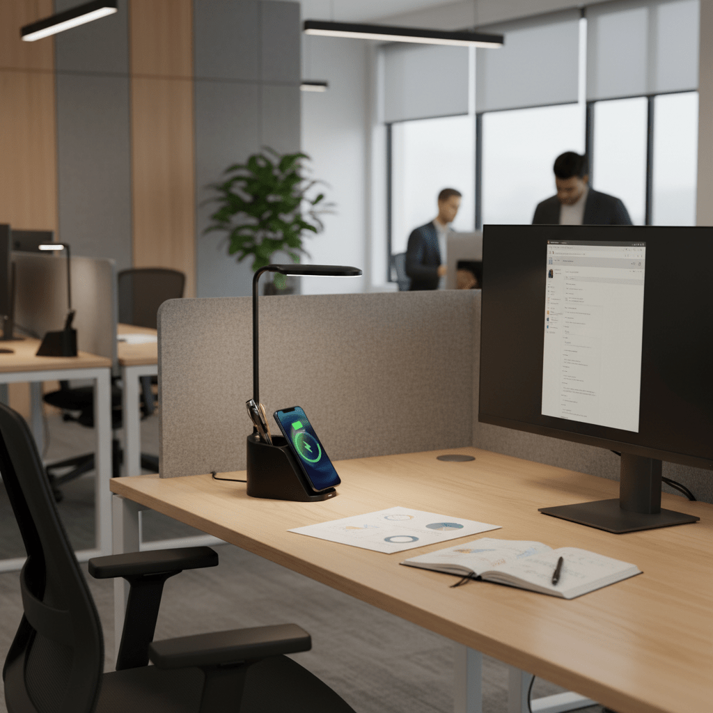 LED Table Lamp with Wireless Charging - Black