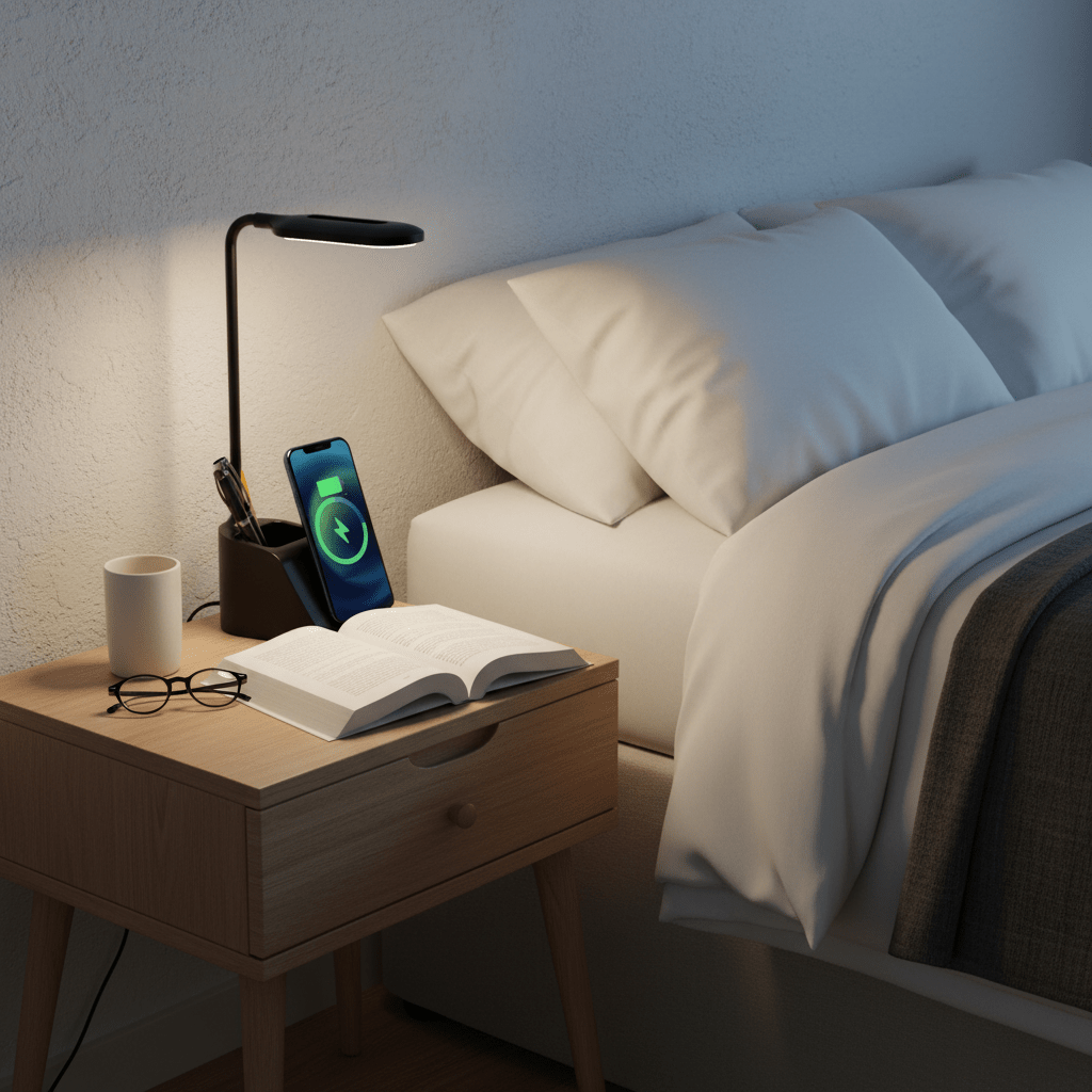 LED Table Lamp with Wireless Charging - Black