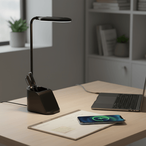LED Table Lamp with Wireless Charging - Black