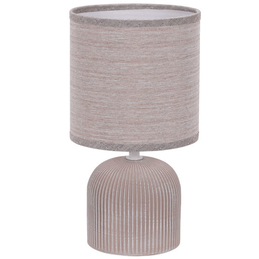Brown Ribbed Ceramic Table Lamp