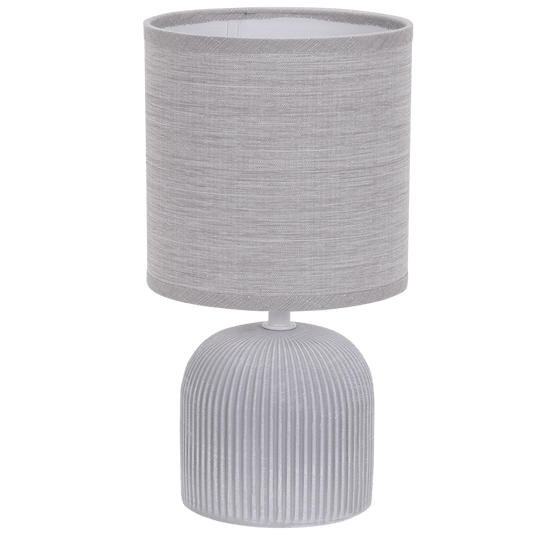 Grey Ribbed Ceramic Table Lamp