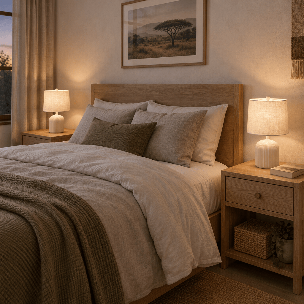 Beige Ribbed Ceramic Table Lamp