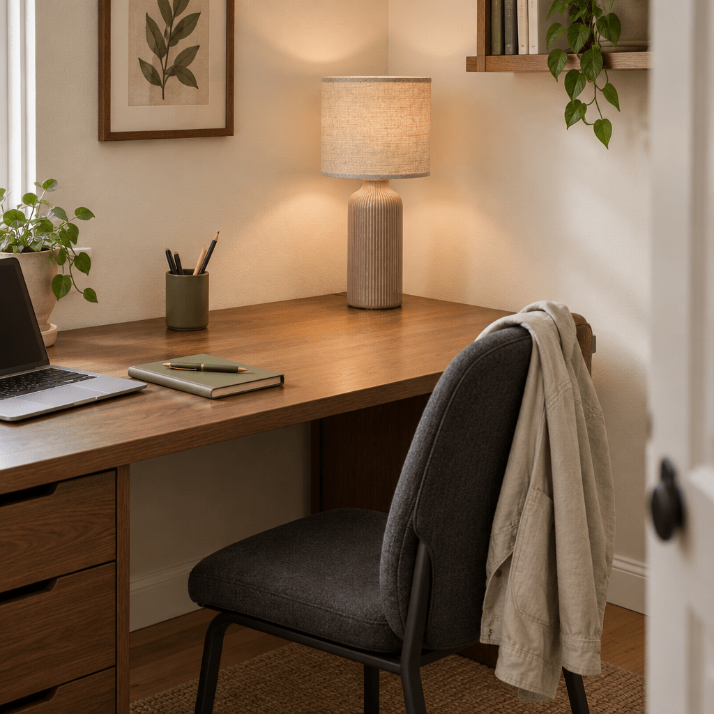 Brown Tall Ceramic Table Lamp