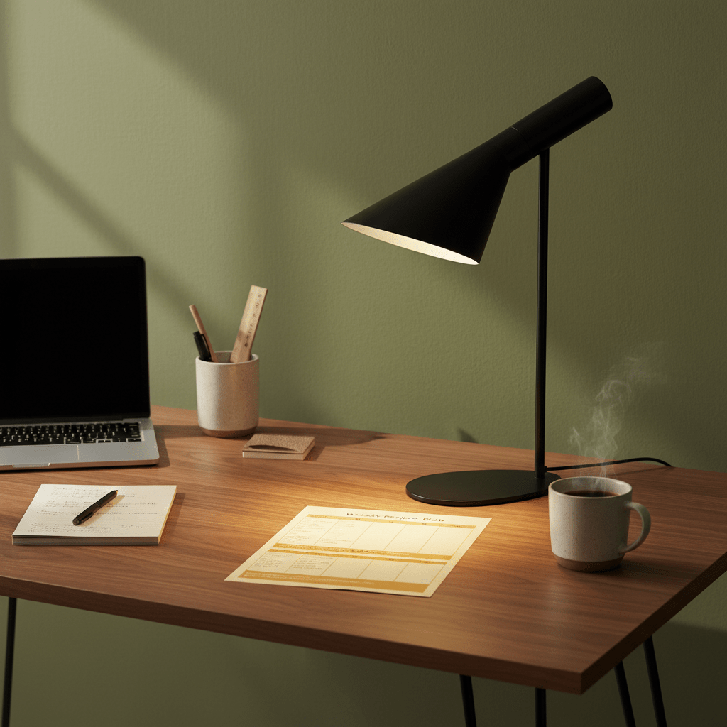 Black Metal Table Lamp with Adjustable Head