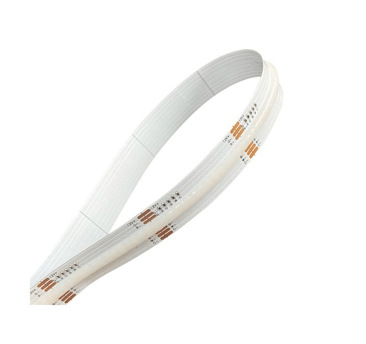 Flexible 24V RGB & CCT LED striplight roll showcasing its design and features.