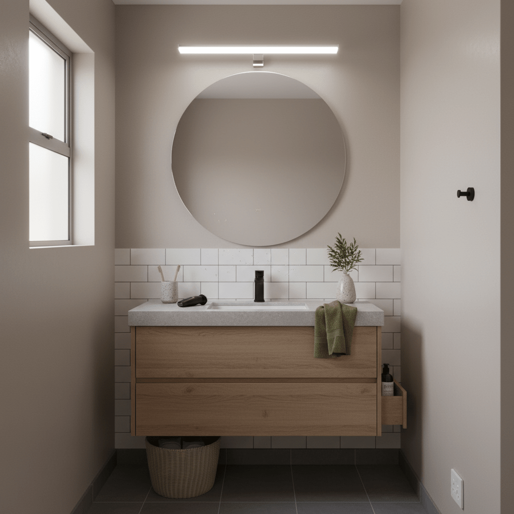 Polished Aluminium and Polycarbonate Mirror Light, IP44